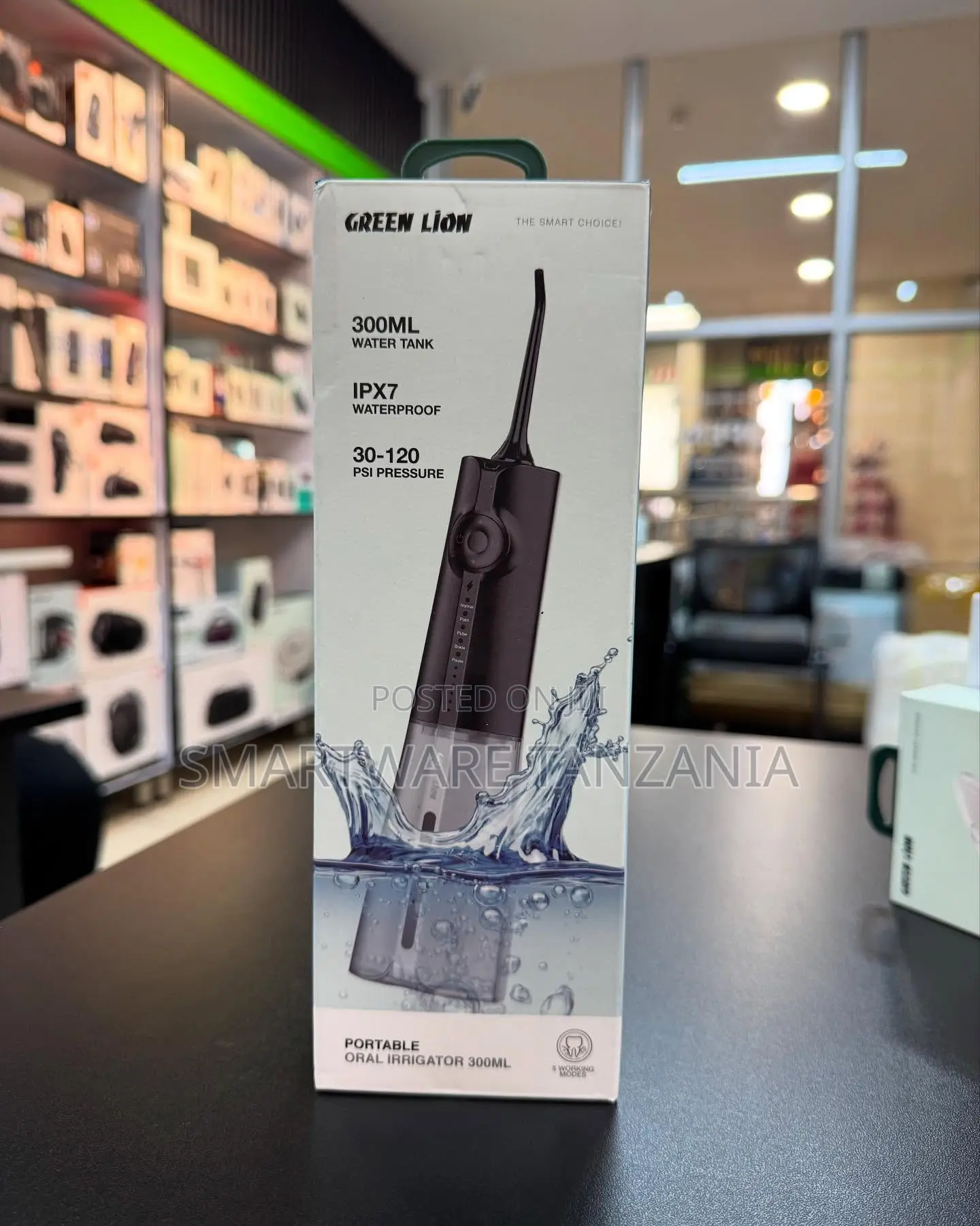 Green Lion Portable Oral Irrigator 300ml Ipx7 Waterproof 30-120 Psi