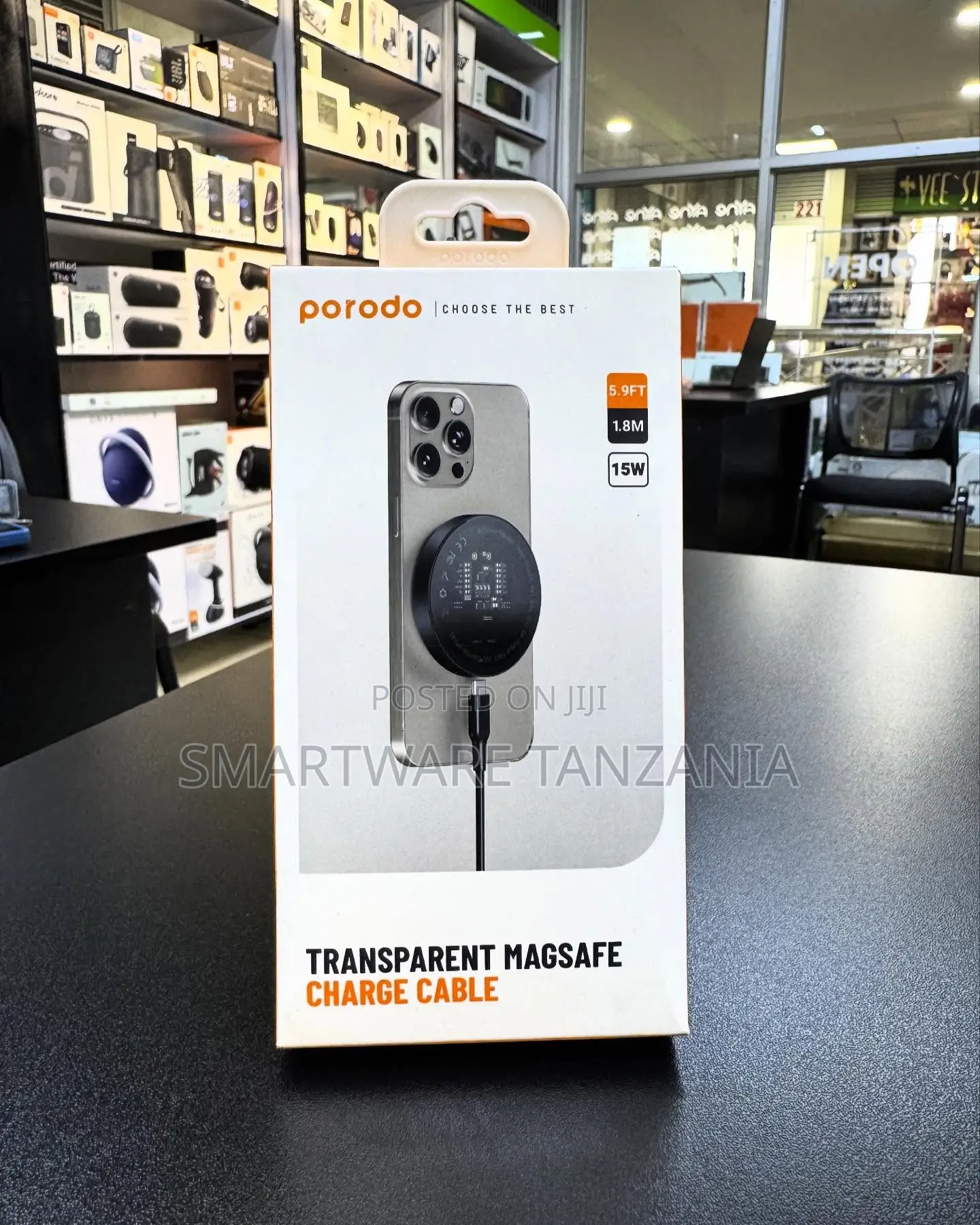 Porodo Transparent Magsafe Charge Cable 15w 5.9ft 1.8m Fast Wireless