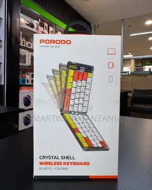 Porodo Crystal Shell Wireless Keyboard 65 Keys Folding and Portable