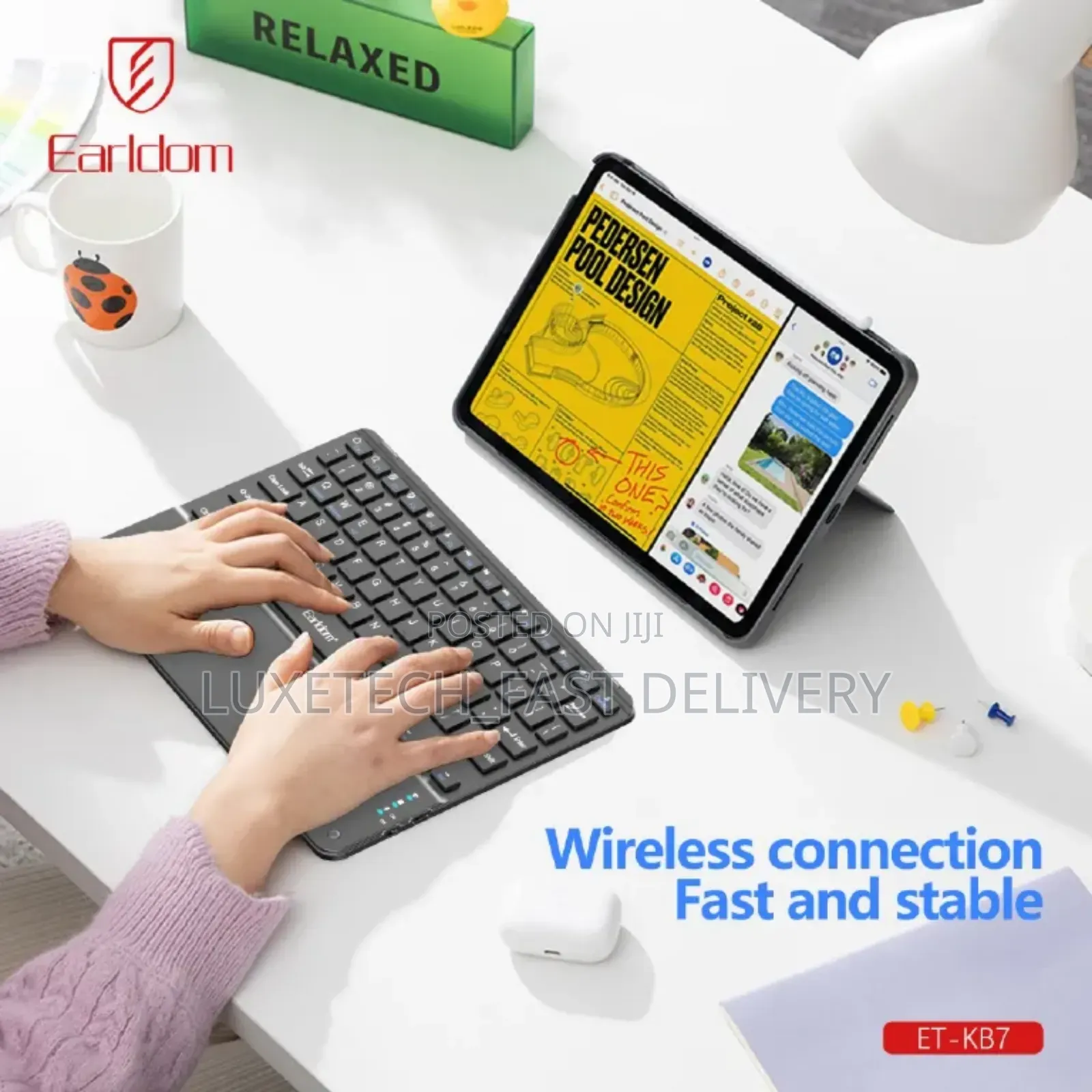 Earldom Slim Wireless Keyboard for Laptops, Tablets, and Mobile Phones