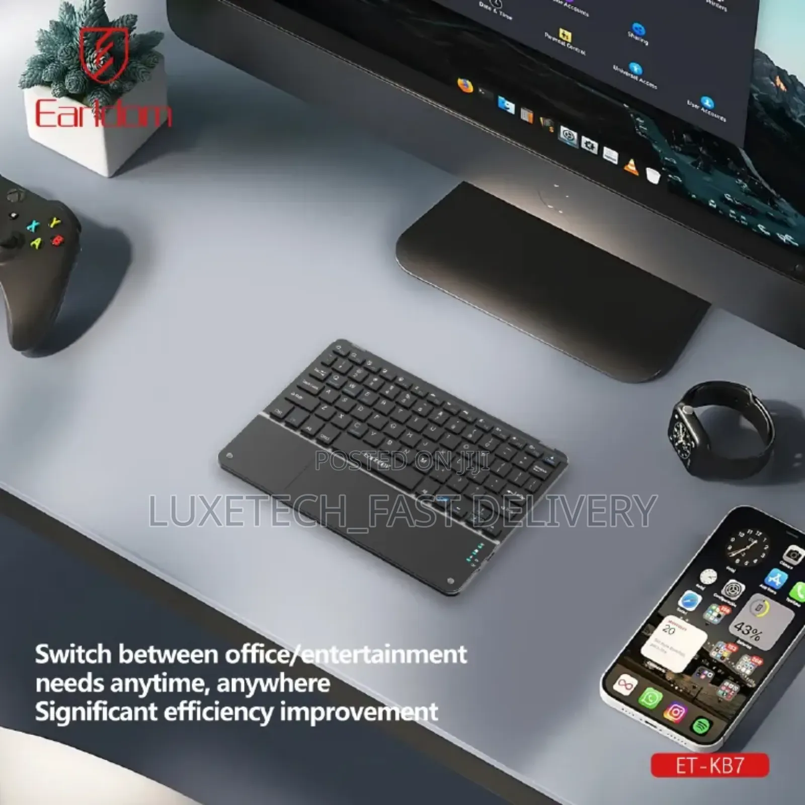 Earldom Slim Wireless Keyboard for Laptops, Tablets, and Mobile Phones