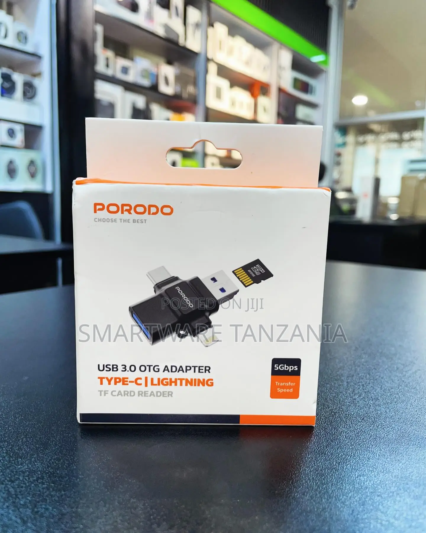 Porodo Usb 3.0 Otg Adapter Type-C Lightning Tf Card Reader 5gbps Fast