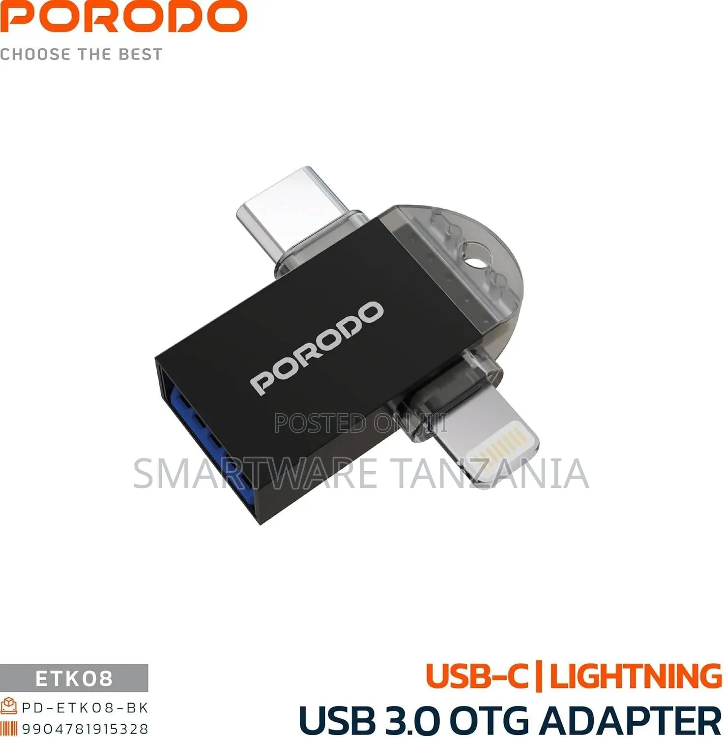 Porodo Usb 3.0 Otg Adapter Type-C Lightning Tf Card Reader 5gbps Fast