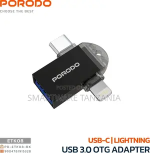 Porodo Usb 3.0 Otg Adapter Type-C Lightning Tf Card Reader 5gbps Fast