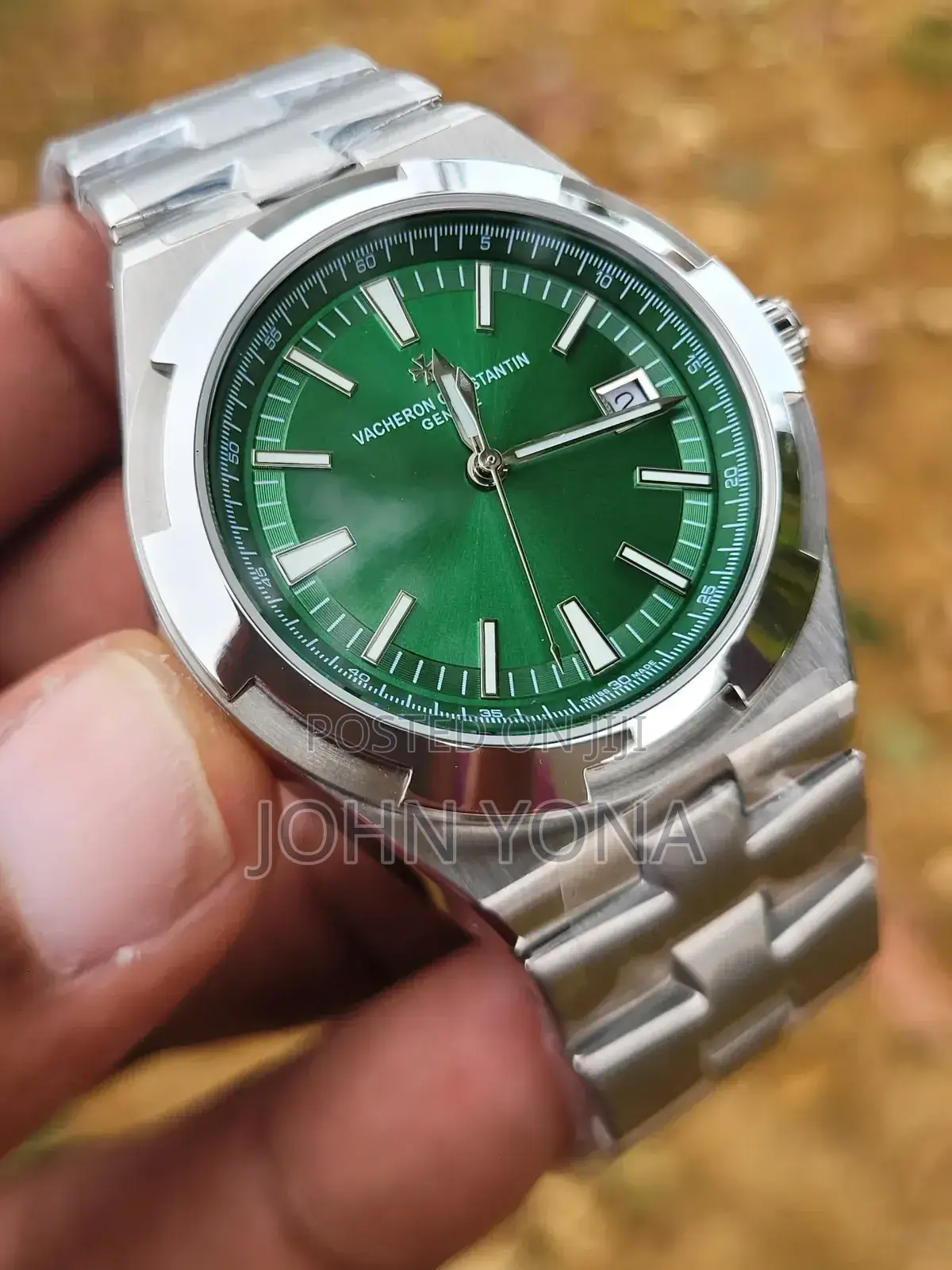 Vacheron Constantin Overseas Steel Watch With a Green Dial.