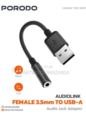 Porodo Audiolink Female 3.5mm to Usb-a Audio Jack Adapter Cable