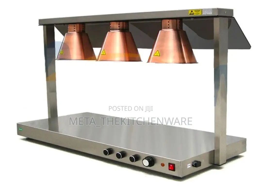 Commercial 3 Tanks Station Heat Lamps Food Warmer