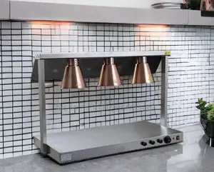 Commercial 3 Tanks Station Heat Lamps Food Warmer