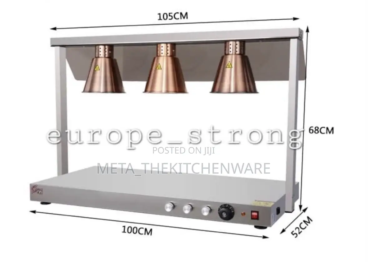 Commercial 3 Tanks Station Heat Lamps Food Warmer