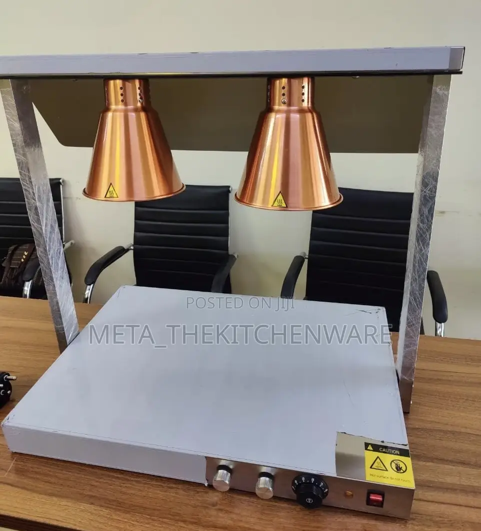 Commercial 2 Tanks Station Heat Lamps Food Warmer