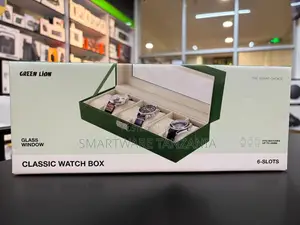 Green Lion Classic Watch Box 6 Slots Glass Window Fits 48mm