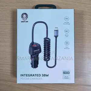 Green Lion 38w Pd Car Charger Integrated Usb-C Cable Multi-Protection