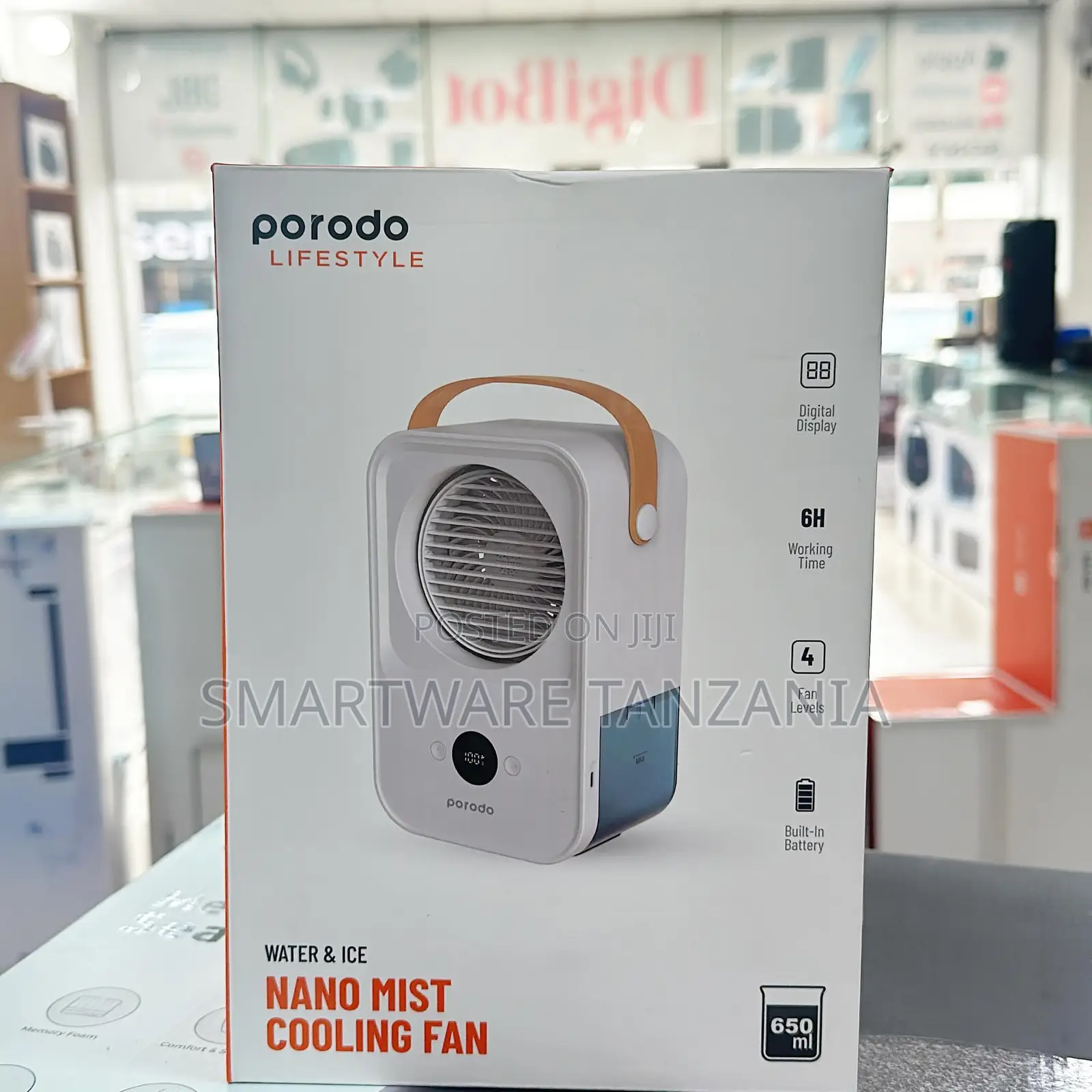 Porodo Nano Mist Cooling Fan Water Ice 650ml 6h Battery 4 Levels