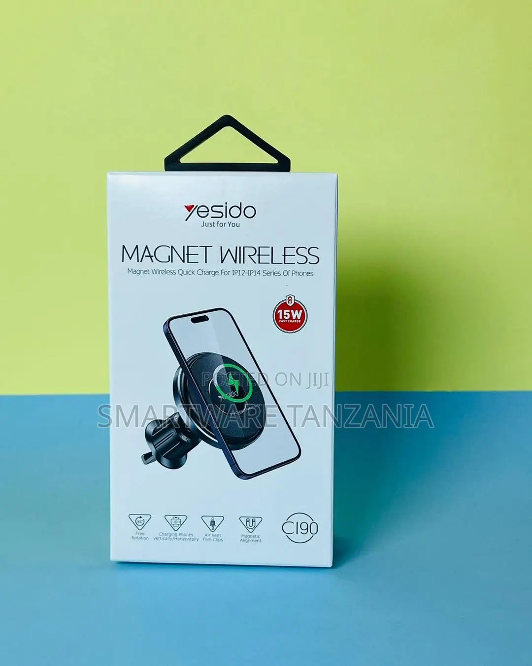 Yesido C190 15w Magnetic Wireless Car Charger for iPhone 12-14