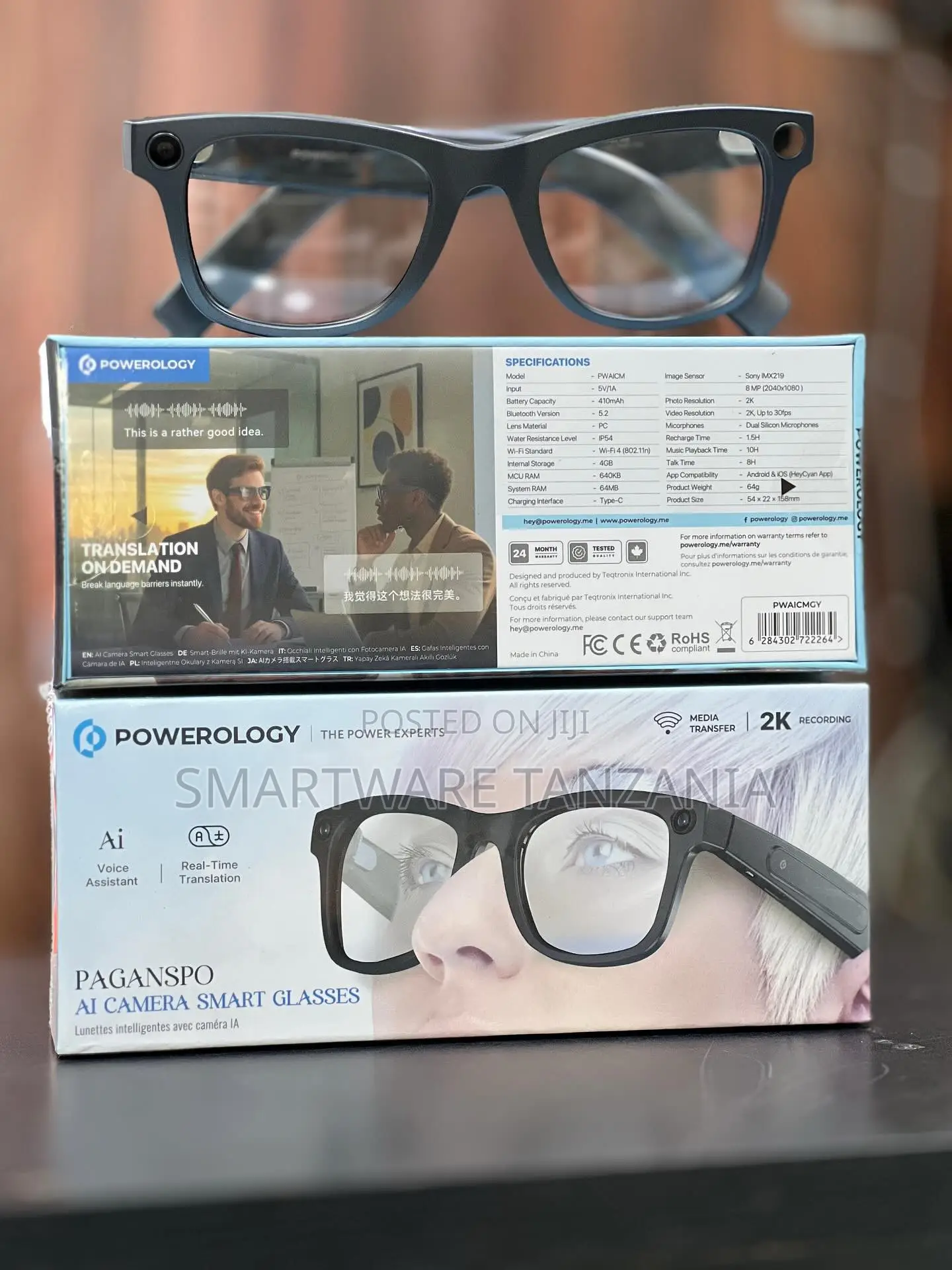 Powerology Paganspo Ai Camera Smart Glasses / Ai Voice Assistant, Apps