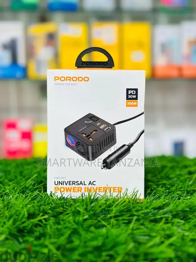Porodo Universal Ac Power Inverter 200w With Usb-C Pd 30w for Cars