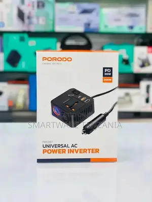 Porodo Fwc057 Car Power Inverter 200w 12v-220v With Usb-C Usb-A