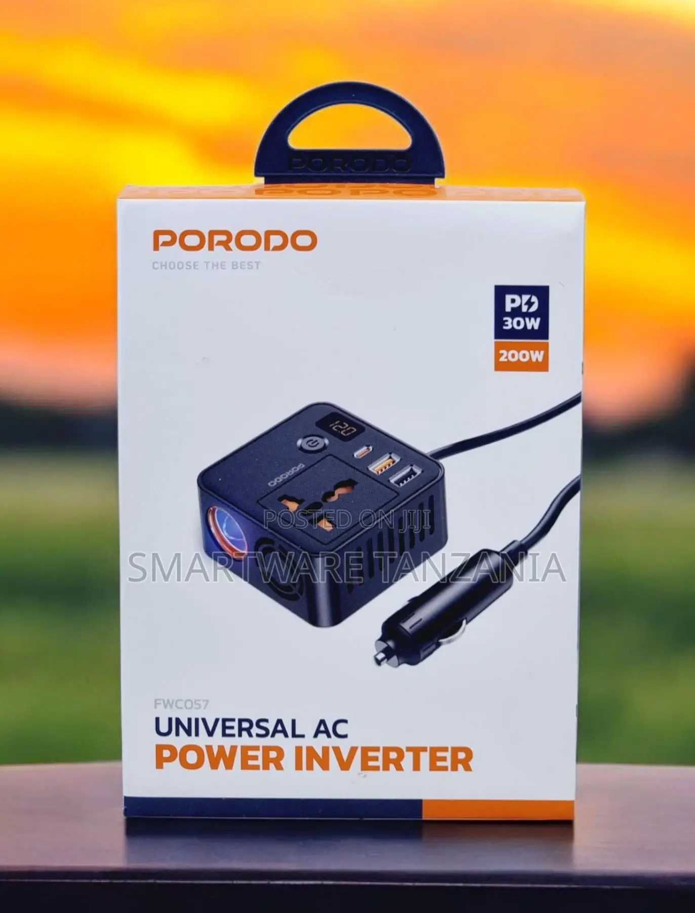 Porodo Universal Inverter Fwc057 200w Car Charger 12v to 220v, Usb Pd