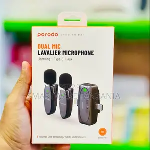 Porodo Dual Mic Lavalier Microphone With Lightning, Type-C and Aux