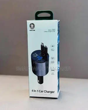 Green Lion 4-in-1 Car Charger 50w - Built-in Cables Digital Display
