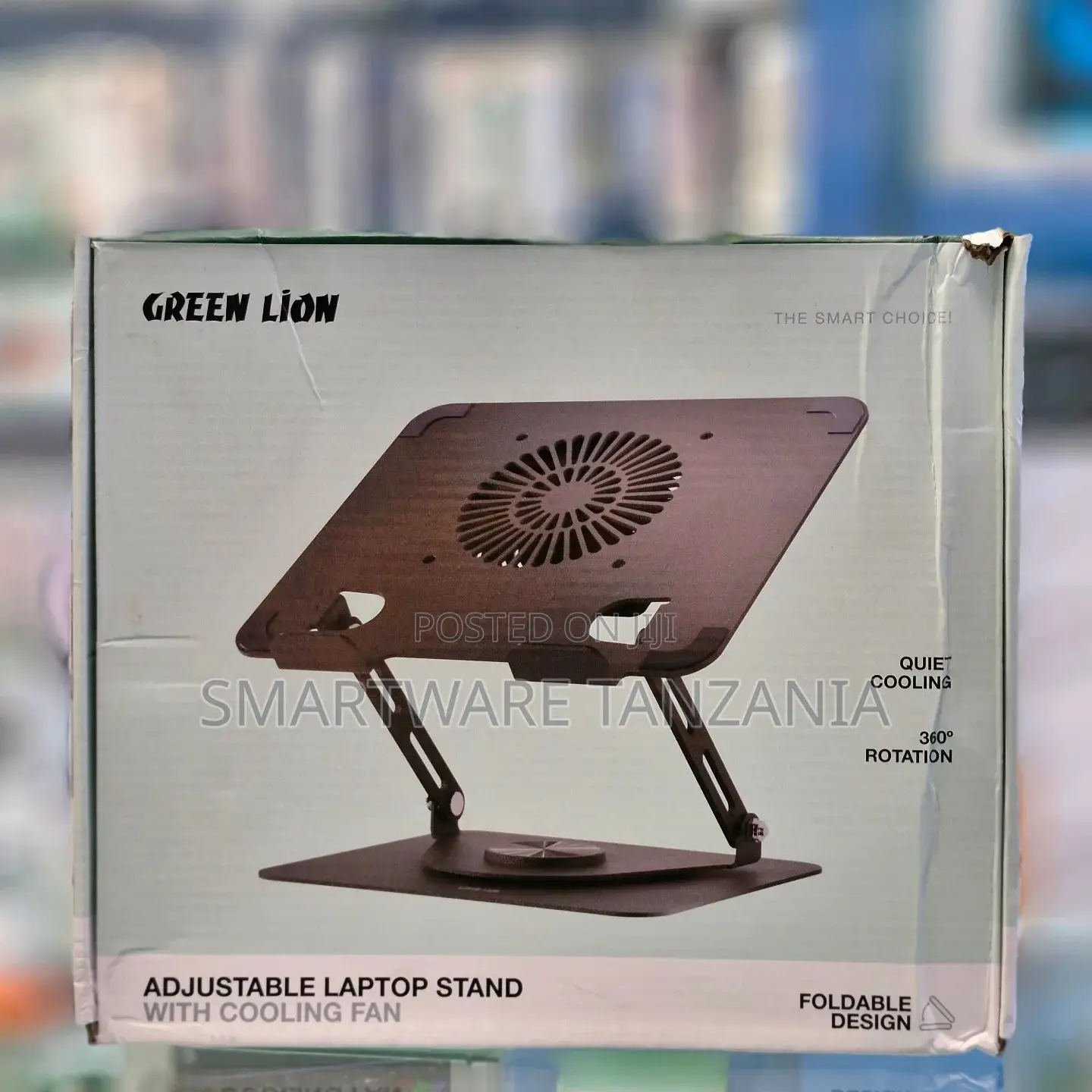 Green Lion Laptop Stand - 360 Rotation Cooling Fan Foldable Adjustable