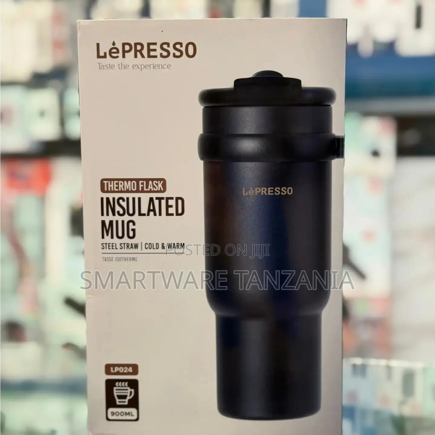 Lepresso Lp024 Insulated Thermo Flask Mug 900ml Steel Straw - Black