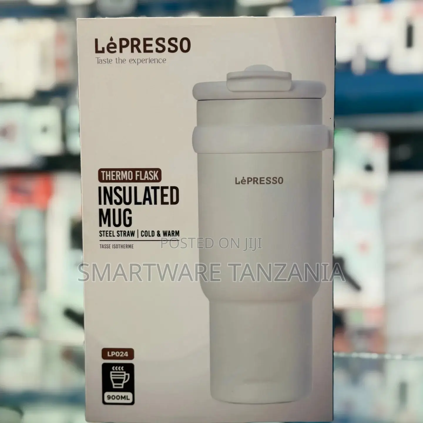 Lepresso Lp024 Insulated Thermo Flask Mug 900ml Steel Straw - White
