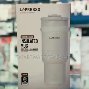 Lepresso Lp024 Insulated Thermo Flask Mug 900ml Steel Straw - White