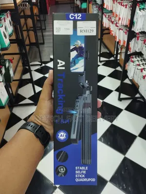 C12 Ai Tracking Selfie Stick With a Quadrupod Stand