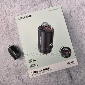 Green Lion Ring Charge 36w Dual Port Car Charger Pd 36w Qc 3.0