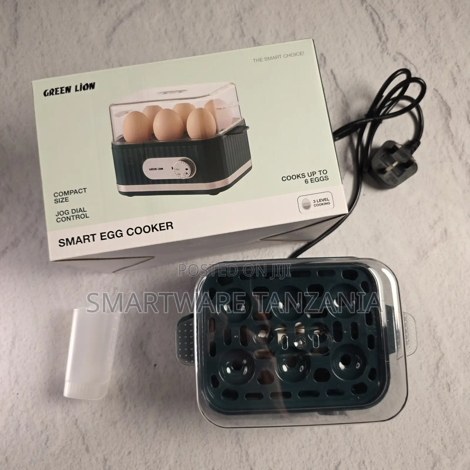 Green Lion Smart Egg Cooker Cooks 6 Eggs 3 Level Jog Dial Compact