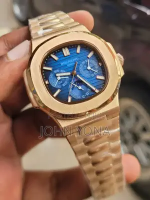 Patek Philippe Nautilus Watch With a Blue Dial and Rose Gold Case
