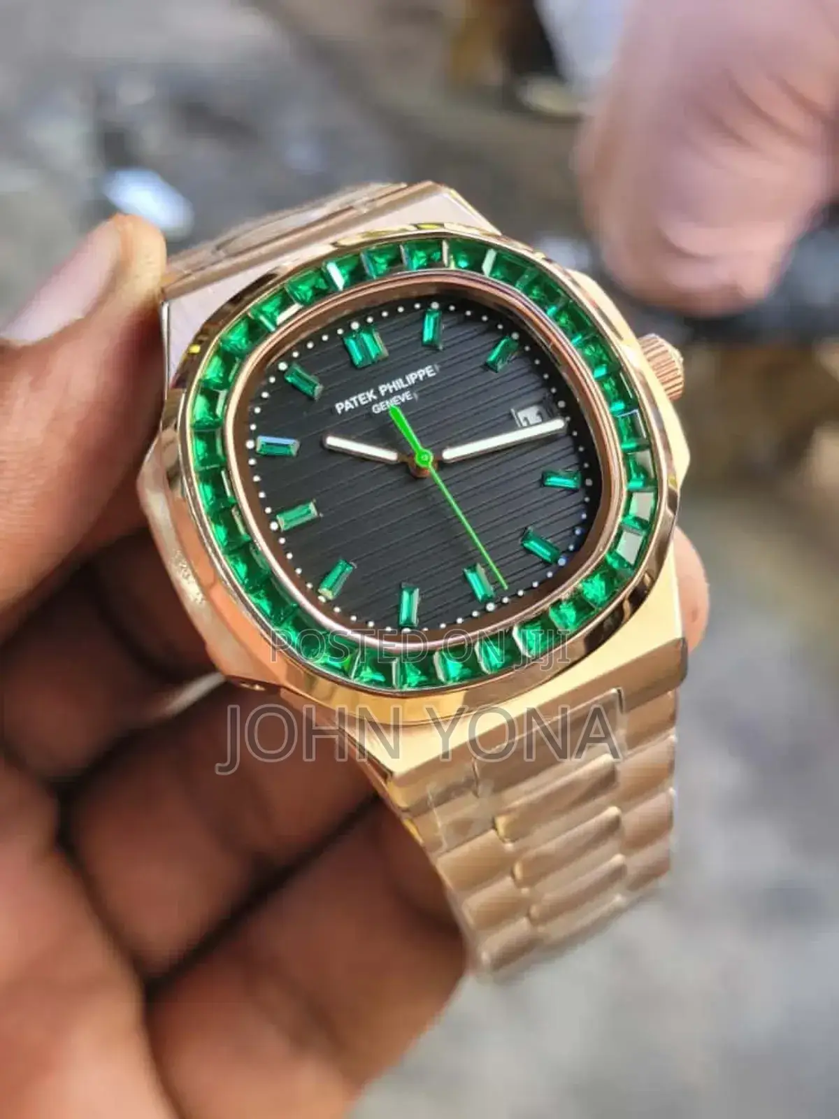 Patek Philippe Nautilus With Rose Gold Case and Bracelet a Black Dial