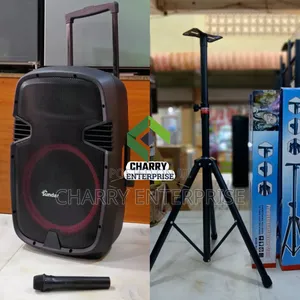 Sundar Portable Rechargeable Speaker 15" With Stand and Mic Sauti Bora