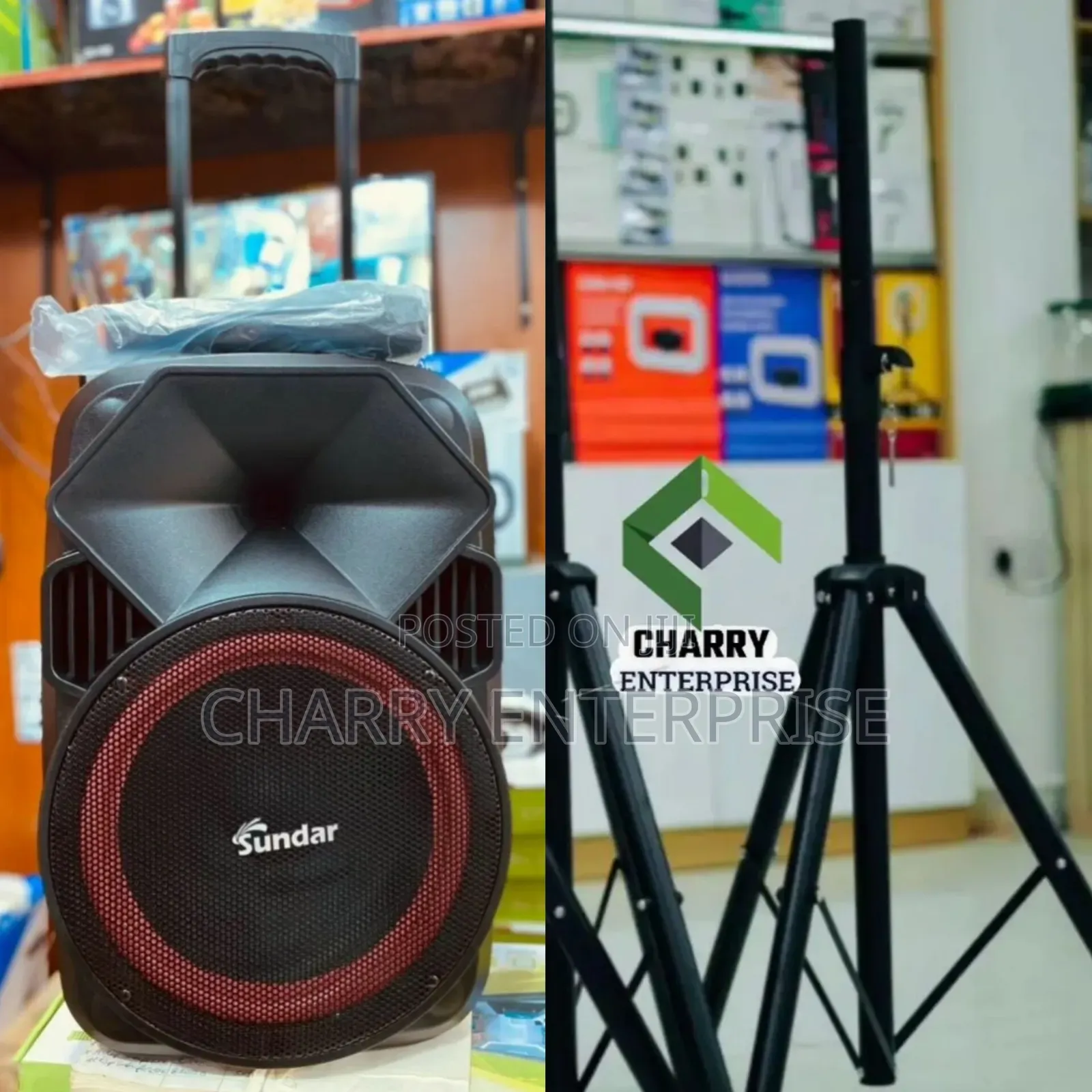 Sundar Portable Rechargeable Speaker Imara 10 Inch With Stand and Mic