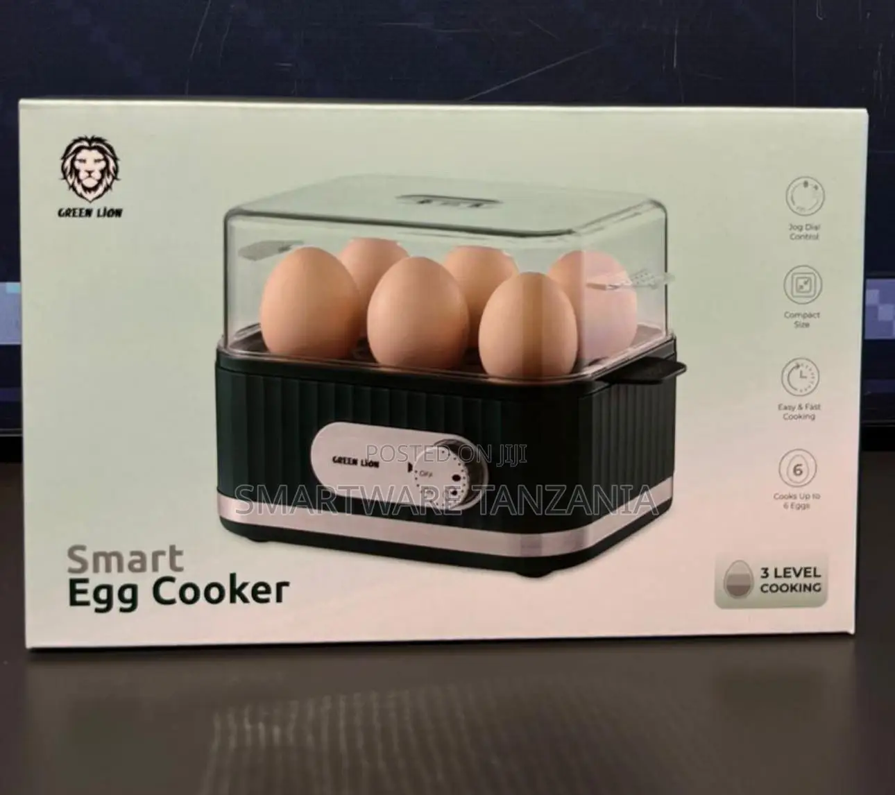 Green Lion Smart Egg Cooker Electric Steamer 6 Eggs Jog Dial