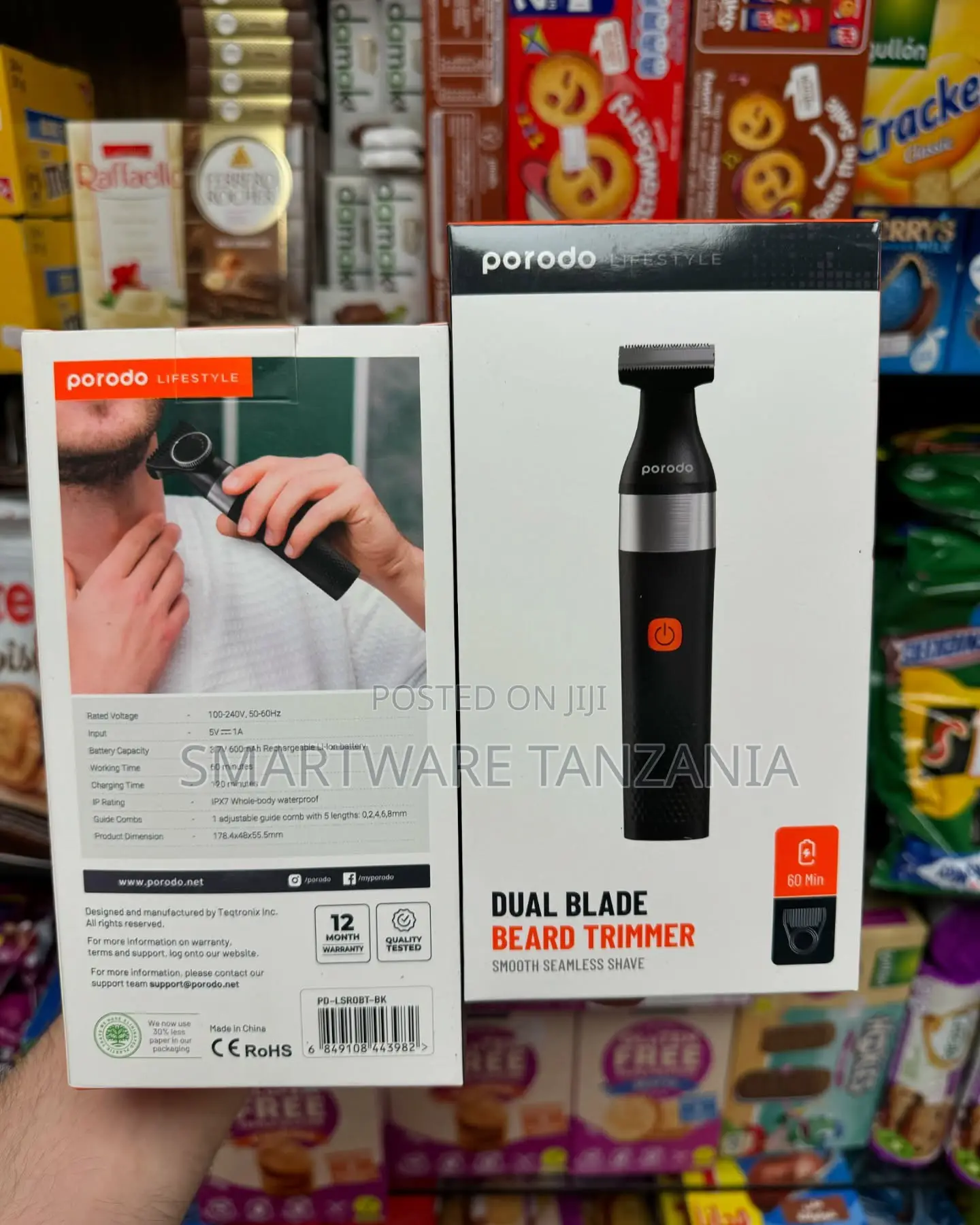 Porodo Dual Blade Beard Trimmer Ipx7 Waterproof 60 Min Runtime
