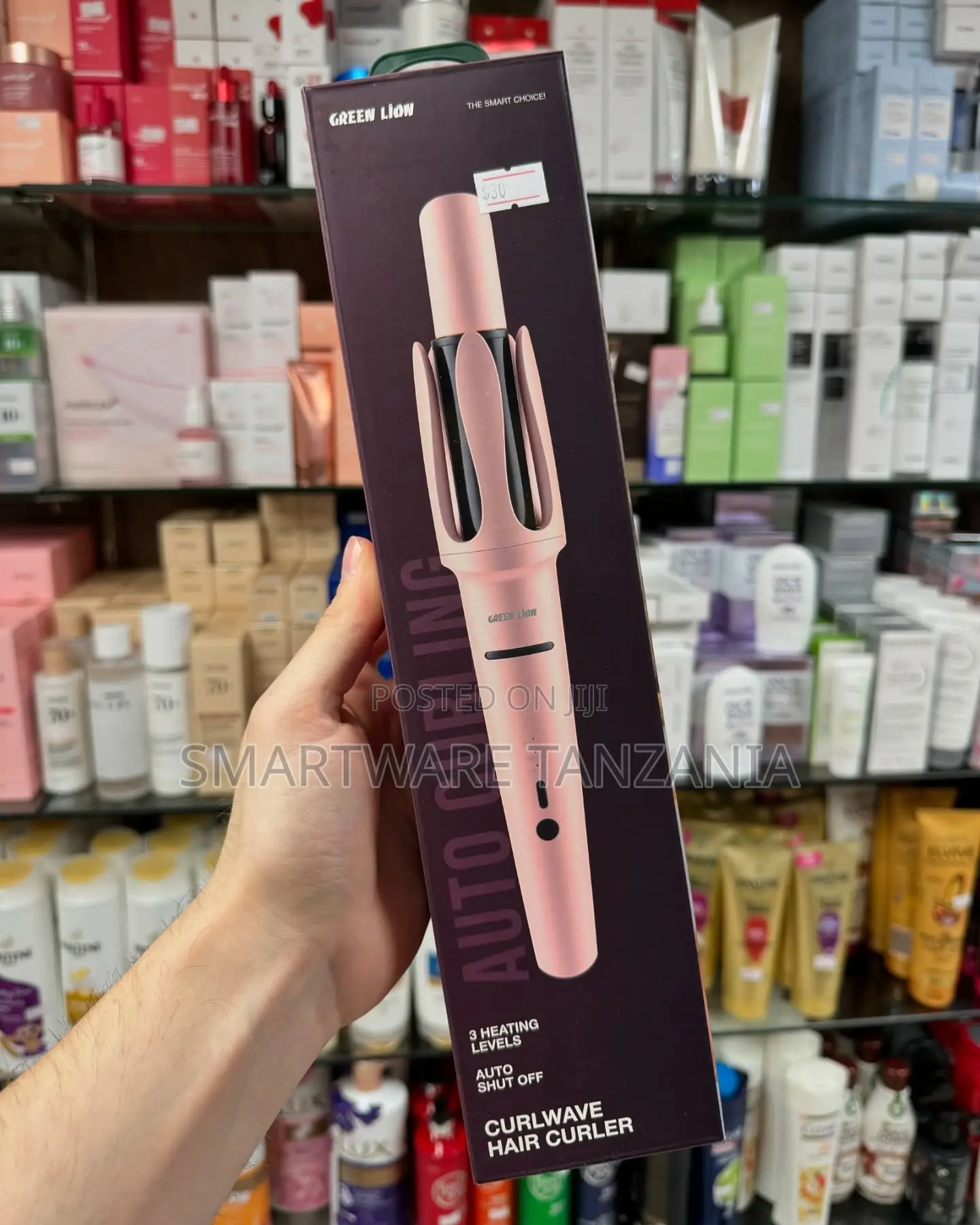 Green Lion Auto Hair Curler 3 Heat Levels Auto Shut Off Pink