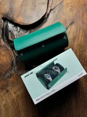 Green Lion Duo Watch Roll Case Leather Travel Storage Snap Closure