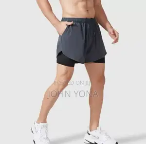 Men's 2-in-1 Compression Tight and Short Combo Workout Pants.