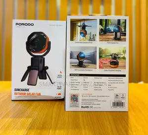 Porodo Suncharge Outdoor Solar Fan Led Light Power Bank 6000mah