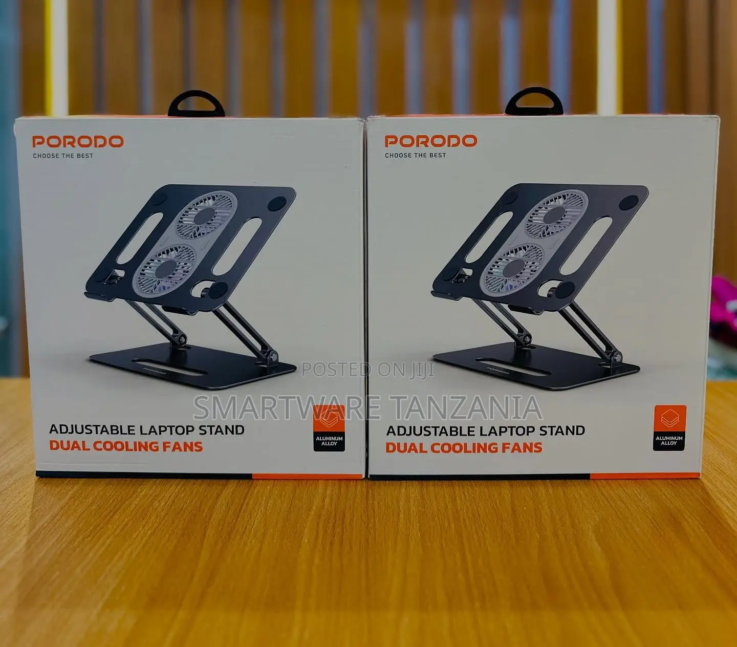 Porodo Laptop Stand Ergonomic Adjustable Aluminum Cooling Fan System