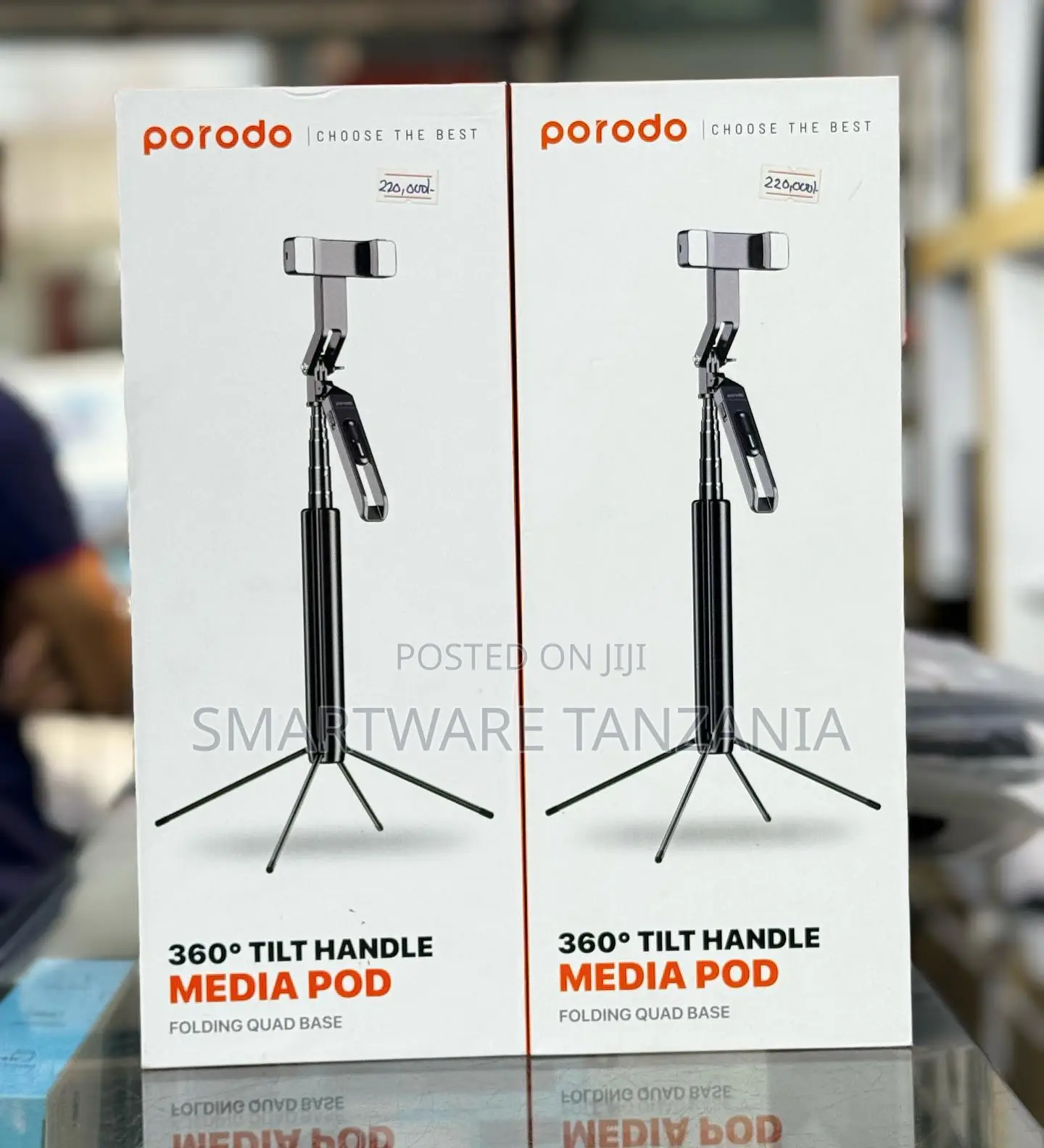 Porodo 360 Tilt Media Pod Folding Quad Base Selfie Tripod