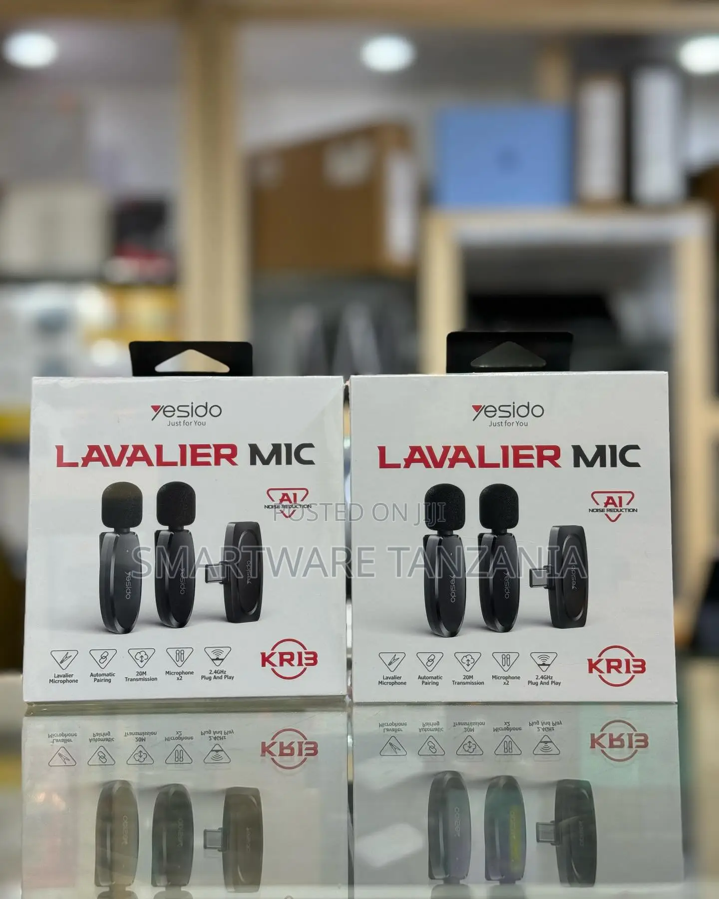 Yesido Lavalier Mic Kr13 Dual Wireless Microphone Ai Noise Cut