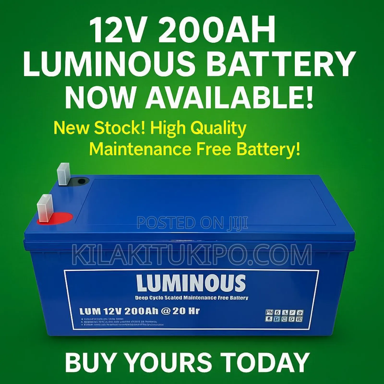 200ah,12v at 20hr Luminous Solar Battery