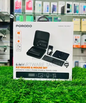 Porodo 6-in-1 Wireless Keyboard Mouse Set With Travel Case