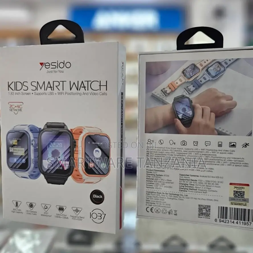 Yesido Kids Smart Watch 1.83 Inch Screen 2g 4g Wifi LBS Black