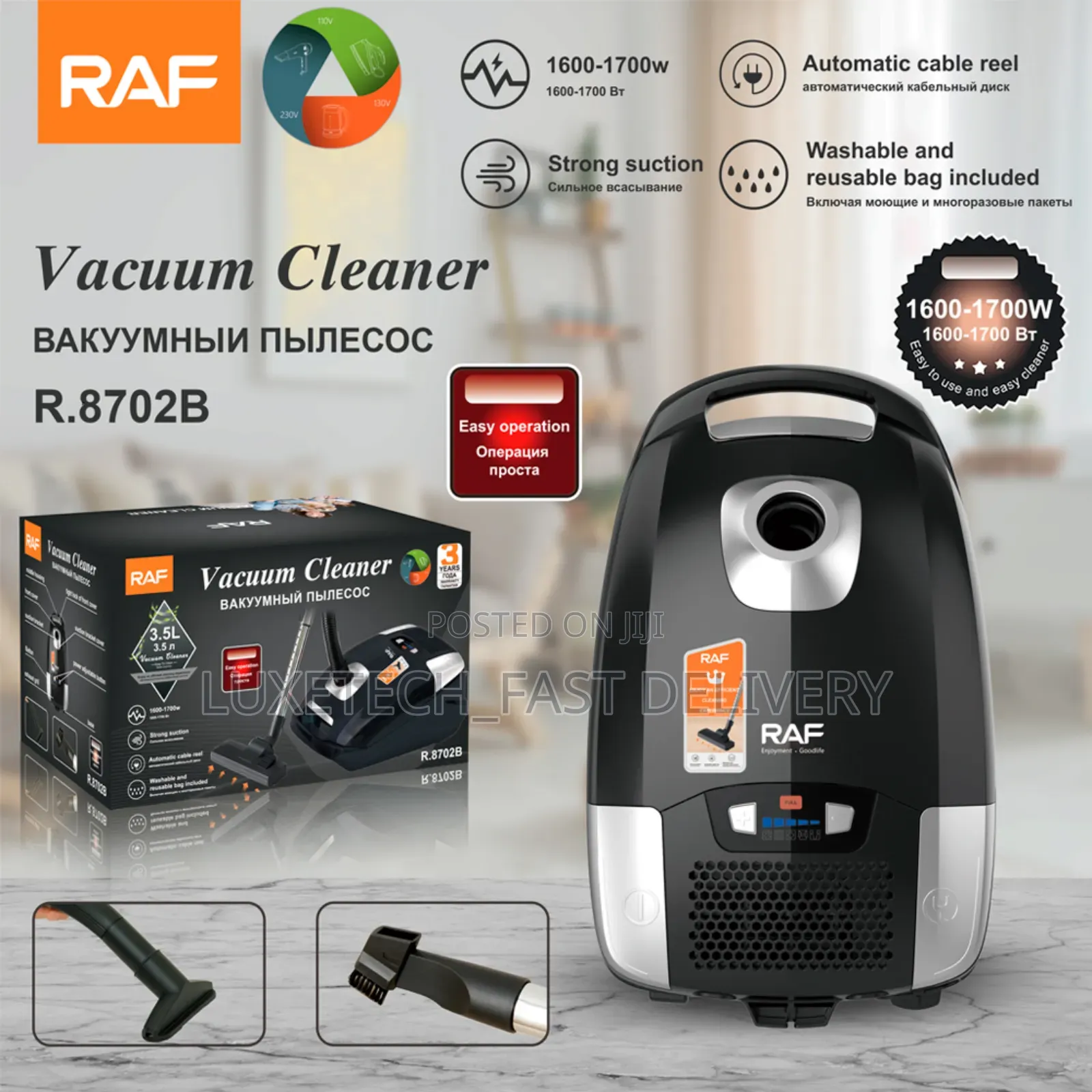 Raf R.8702 Heavy Duty Canister Dry Vacuum Cleaner 3.5 Litres
