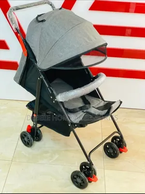 Gray and Black Umbrella Baby Stroller.