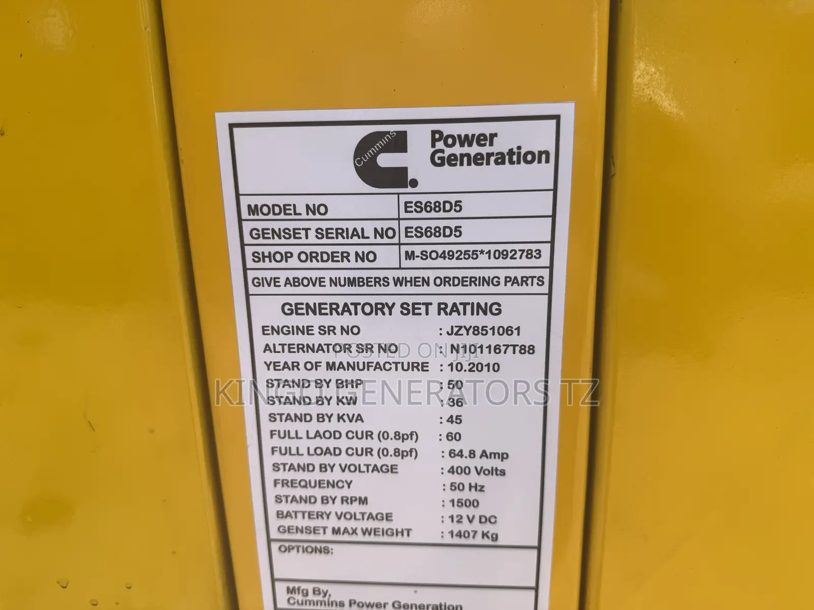 Generator Cummins 45kva